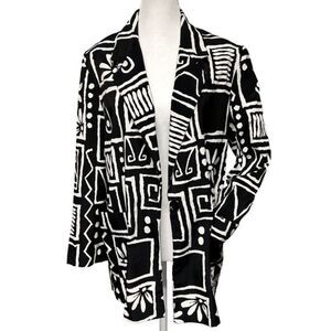 Vintage 90s Oversized Soft Michael Taylor Geometric Long Button Jacket Blazer S